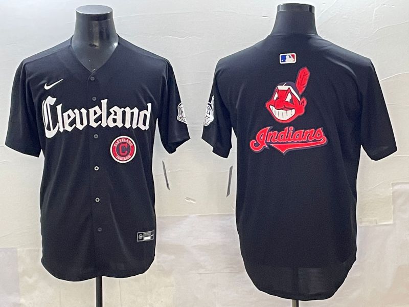 Men 2025 Cleveland Indians Blank Black Five generations Joint Name Nike MLB Jersey style 9